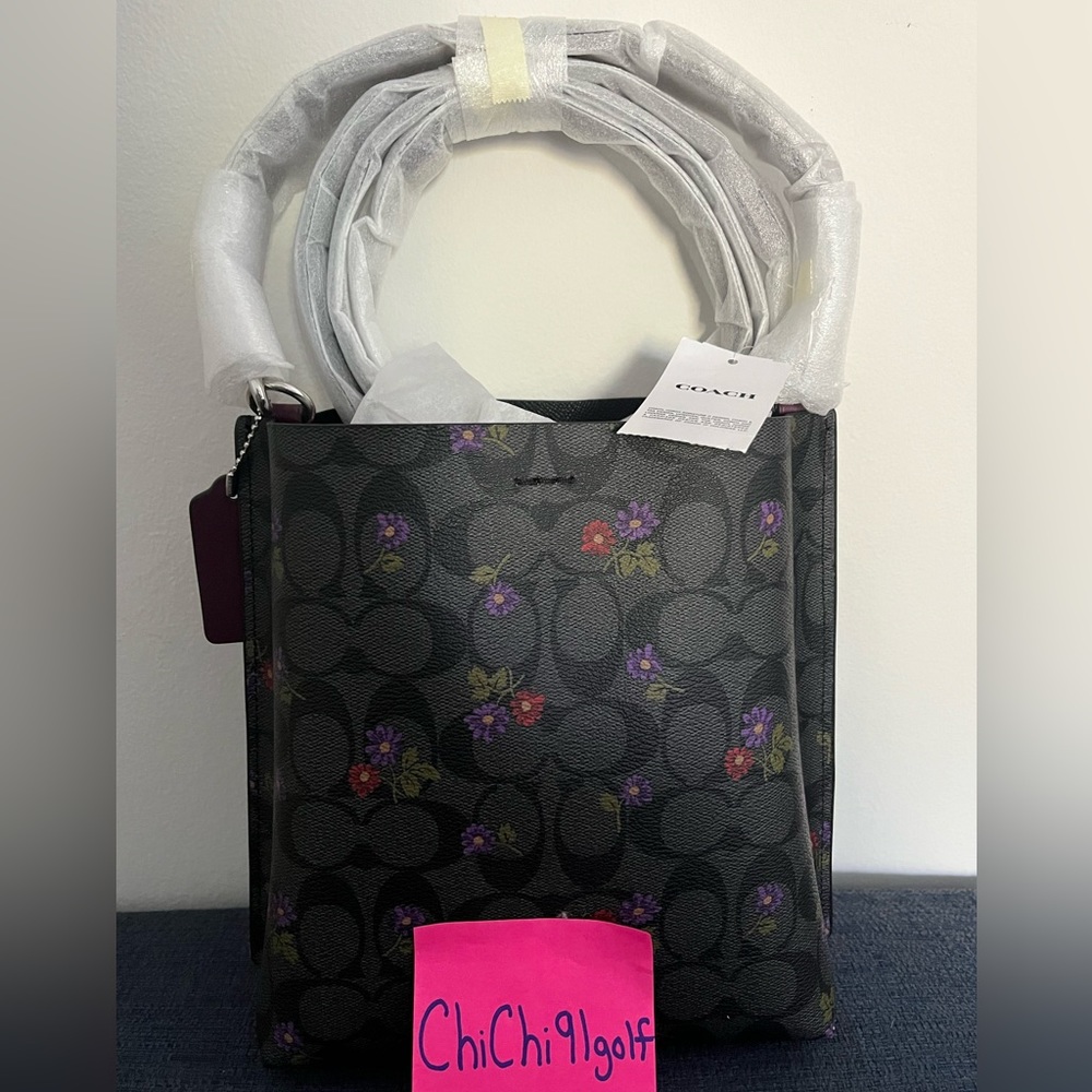COACH MOLLIE BUCKET BAG 22 IN SIGNATURE CANVAS WITH COUNTRY FLORAL PRINT BAG - Picture 3 of 4